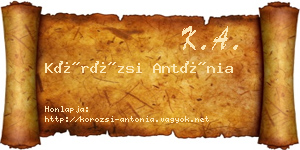 Körözsi Antónia névjegykártya